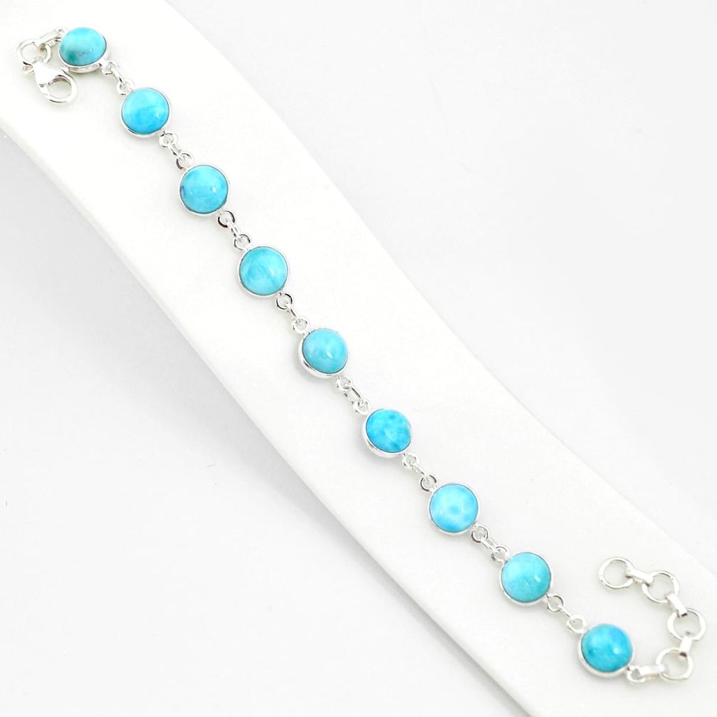 925 sterling silver 26.16cts natural blue larimar tennis bracelet jewelry r84864
