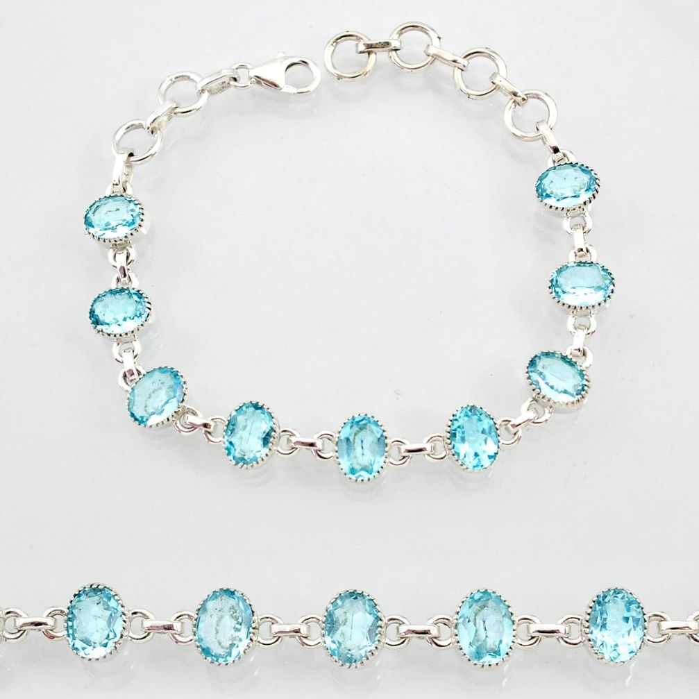 925 sterling silver 20.84cts natural blue topaz tennis bracelet jewelry r87085