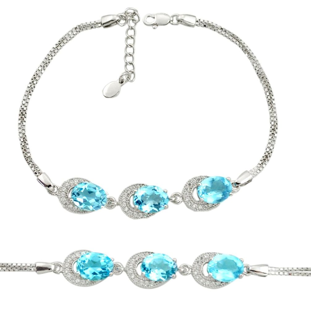 925 sterling silver 12.62cts natural blue topaz topaz bracelet jewelry c9911