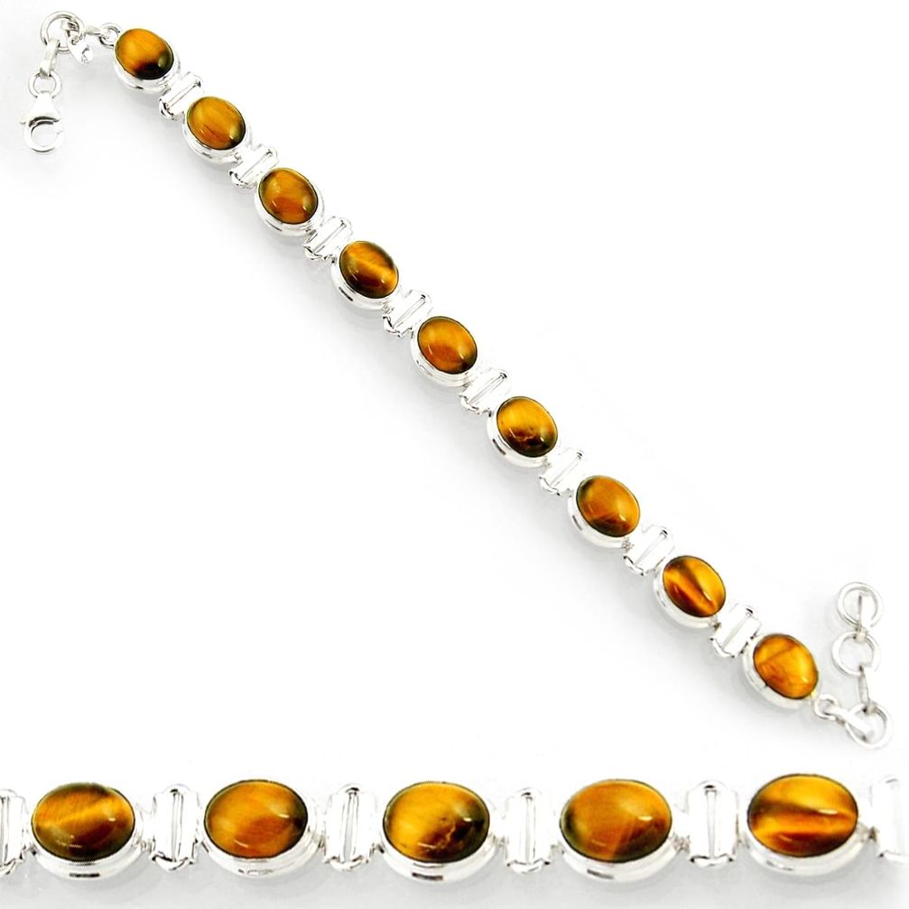 ver 38.72cts natural brown tiger's eye tennis bracelet d44375