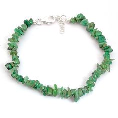 925 sterling silver 18.45cts natural green chalcedony beads bracelet u65165