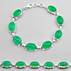 925 sterling silver 38.72cts natural green chalcedony bracelet jewelry u87792