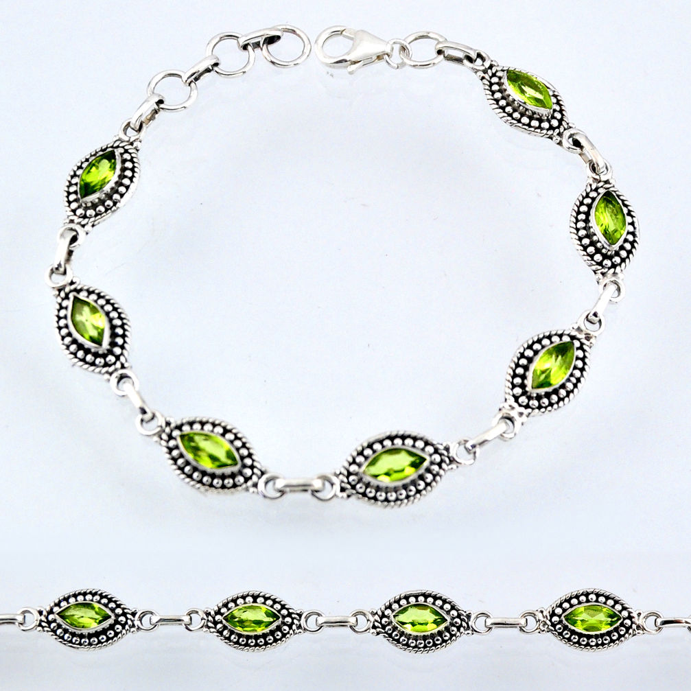 925 sterling silver 9.43cts natural green peridot tennis bracelet r54992
