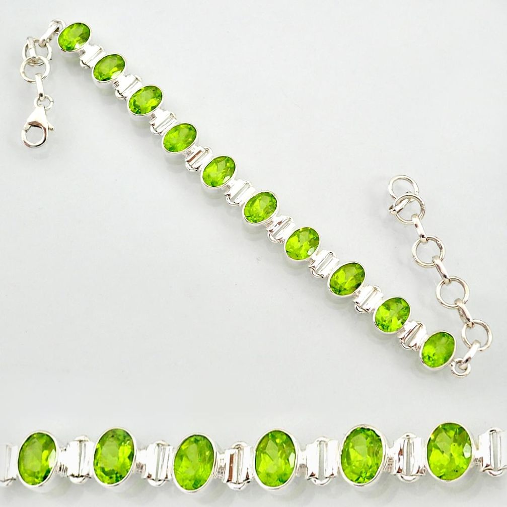 925 sterling silver 21.04cts natural green peridot tennis bracelet r87094