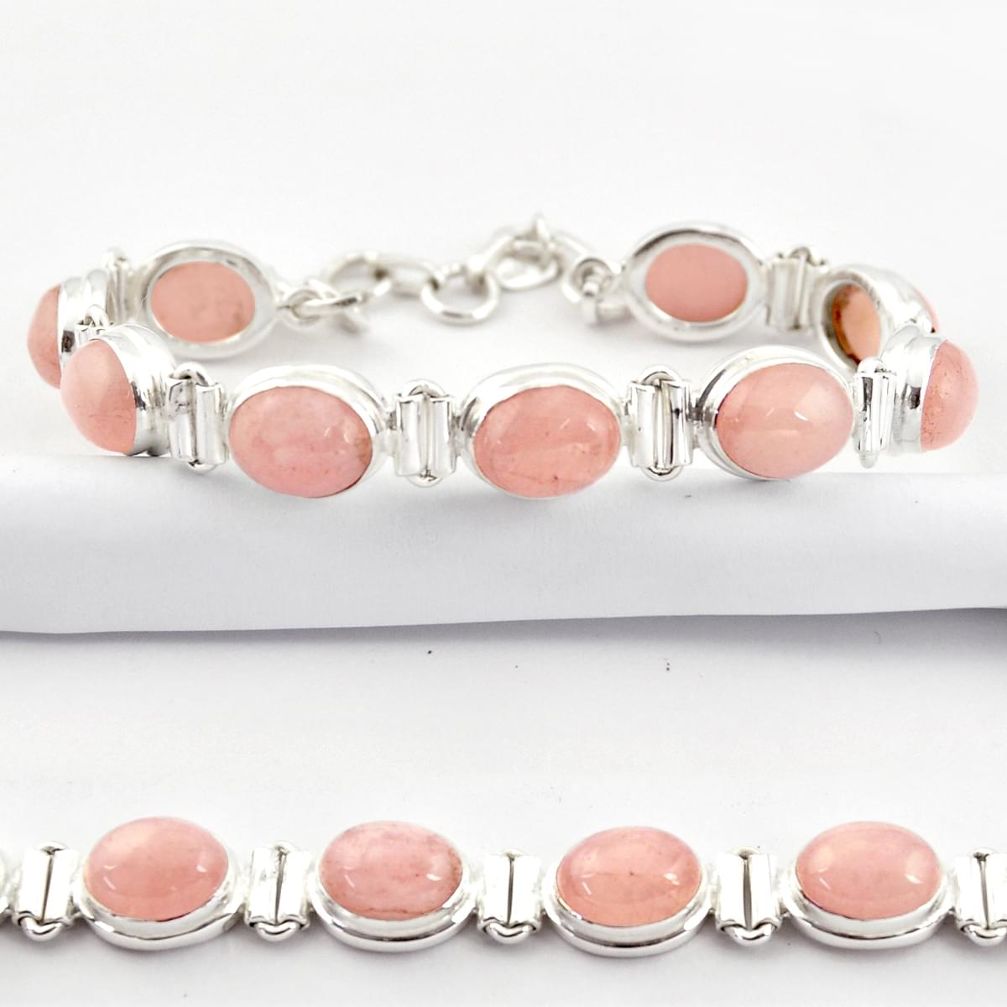 925 sterling silver 37.84cts natural pink morganite tennis bracelet r38997