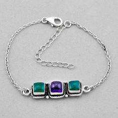 925 sterling silver 7.90cts natural purple amethyst chalcedony bracelet n49196