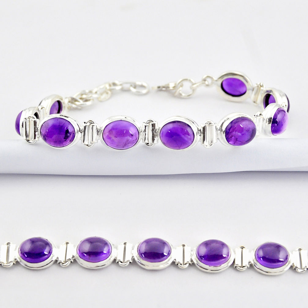 925 sterling silver 37.86cts natural purple amethyst tennis bracelet r38788