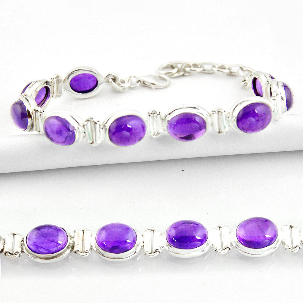 925 sterling silver 37.43cts natural purple amethyst tennis bracelet r39034
