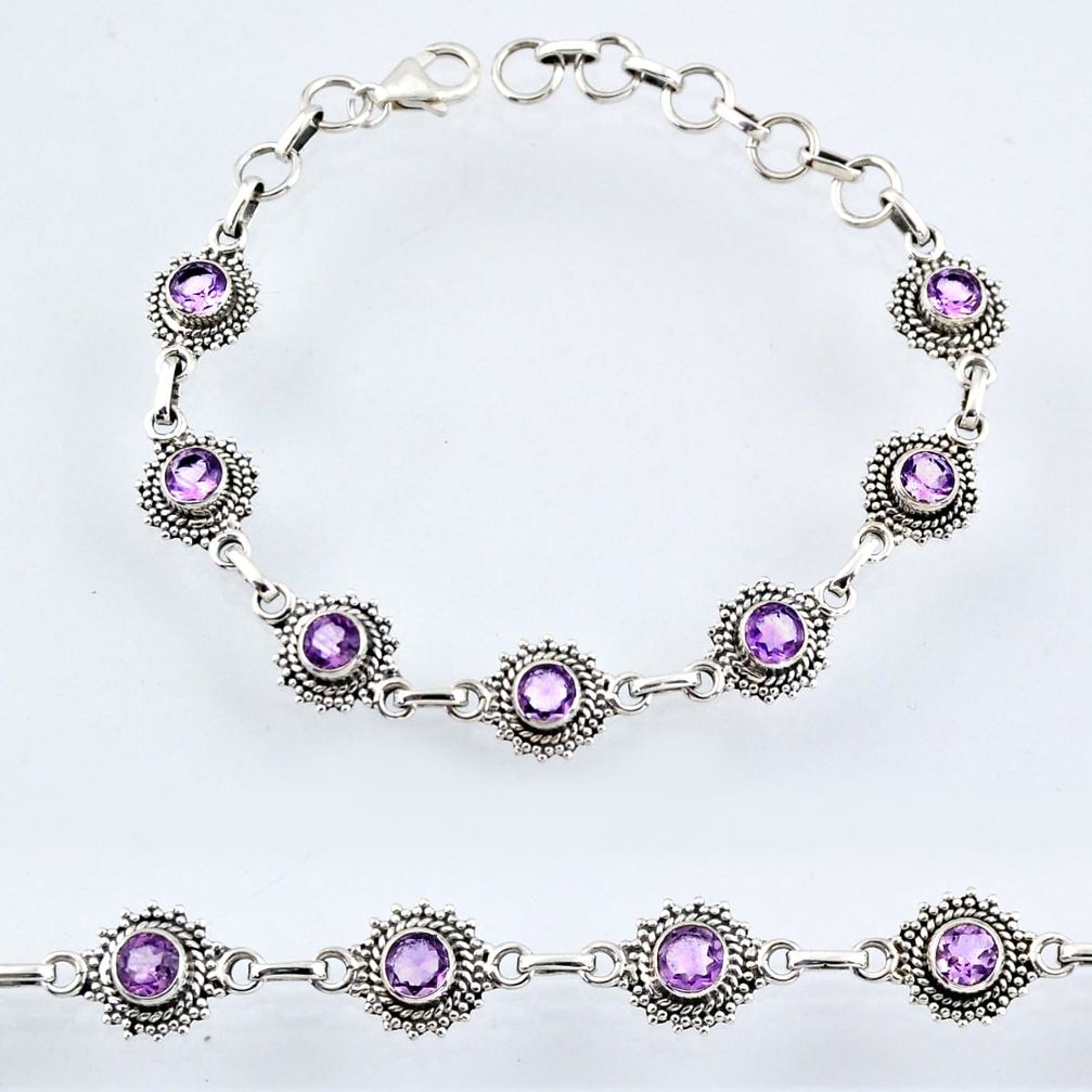 925 sterling silver 5.92cts natural purple amethyst tennis bracelet r54948