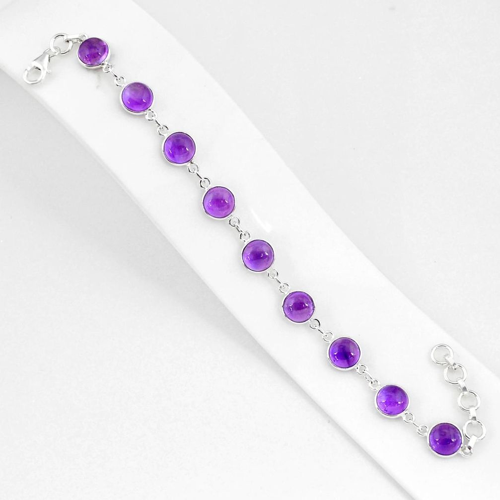 925 sterling silver 24.44cts natural purple amethyst tennis bracelet r94040