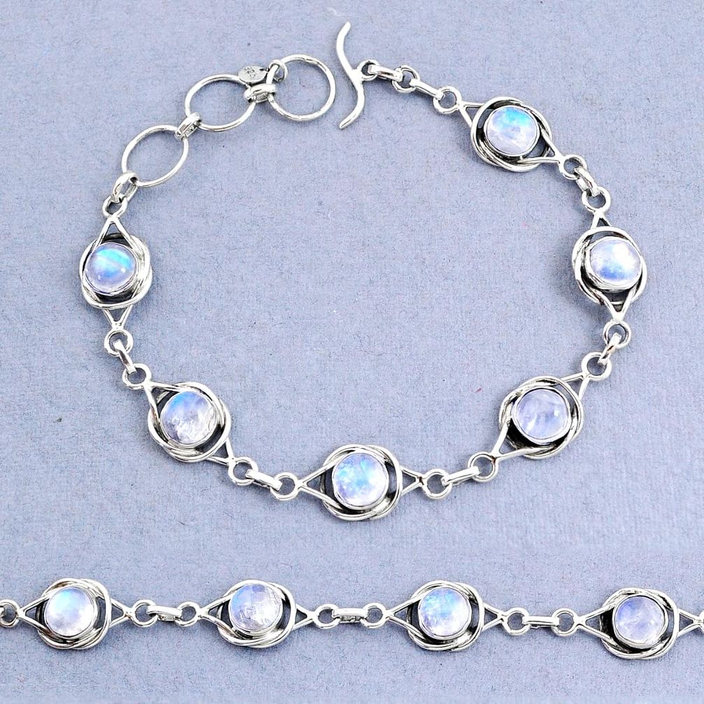 925 sterling silver 14.79cts natural rainbow moonstone bracelet jewelry t8478