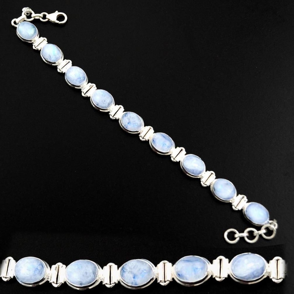 925 sterling silver 36.16cts natural rainbow moonstone tennis bracelet d44336