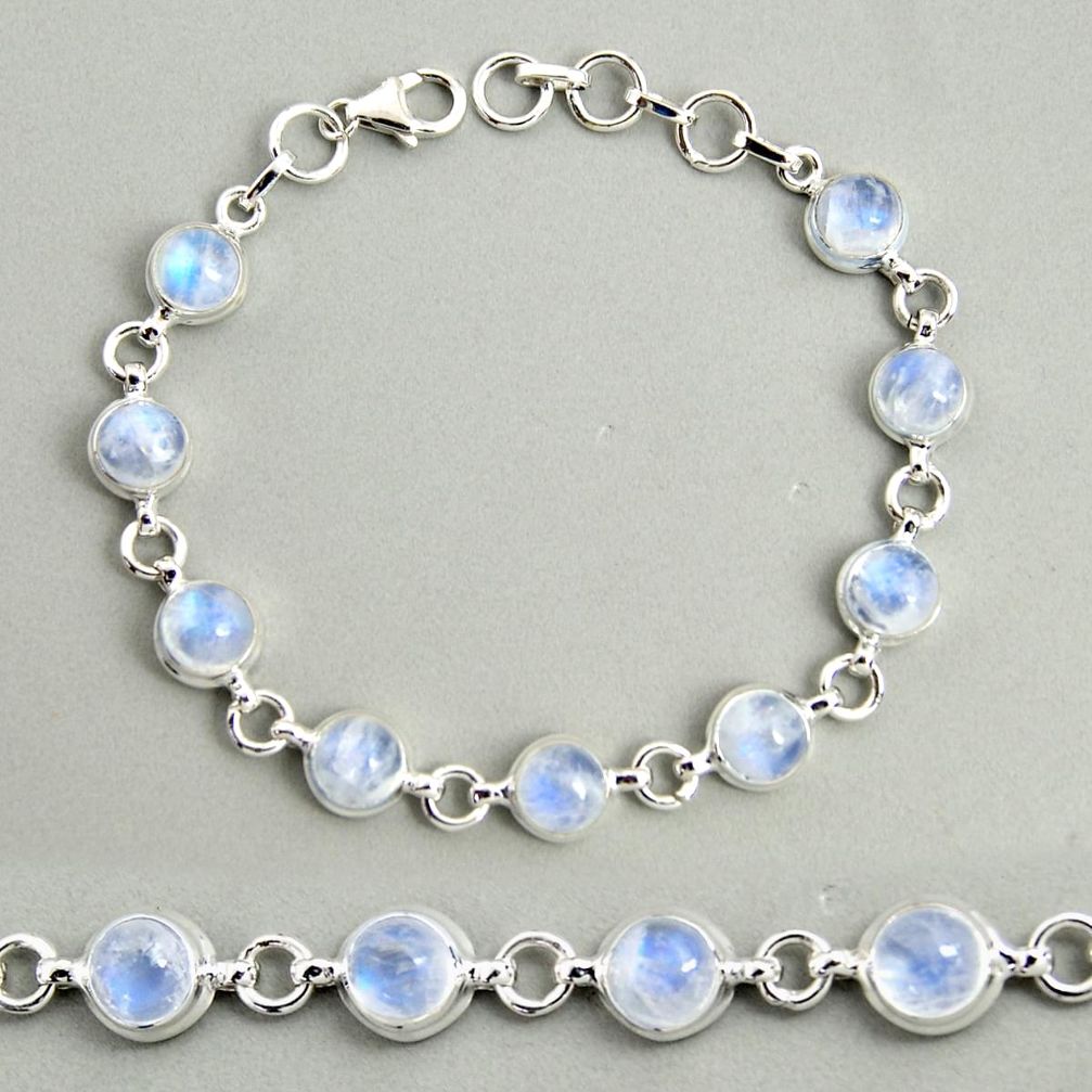 925 sterling silver 22.14cts natural rainbow moonstone tennis bracelet r25104