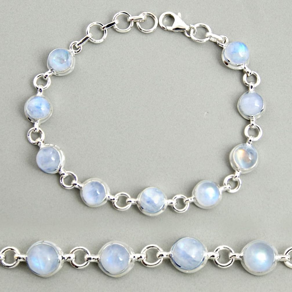 925 sterling silver 21.90cts natural rainbow moonstone tennis bracelet r25108