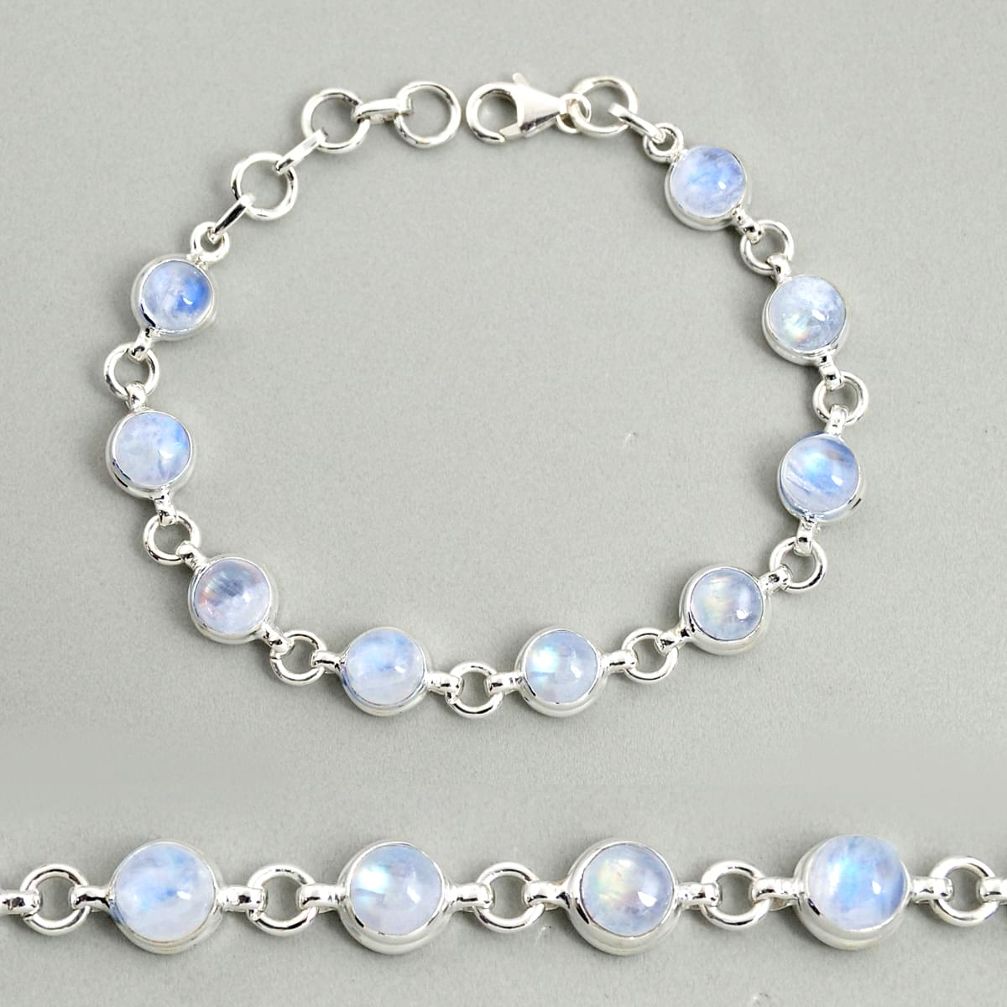 925 sterling silver 21.90cts natural rainbow moonstone tennis bracelet r25118