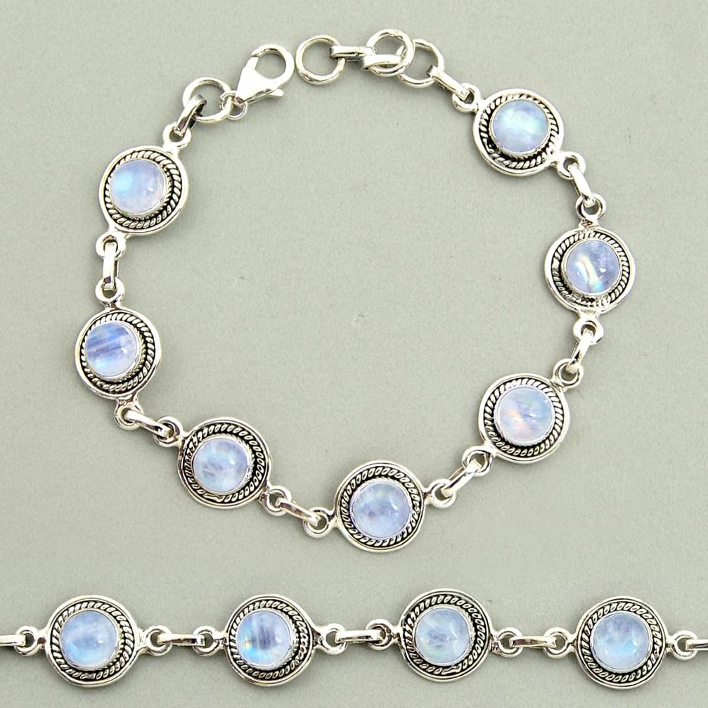 925 sterling silver 19.54cts natural rainbow moonstone tennis bracelet r25124