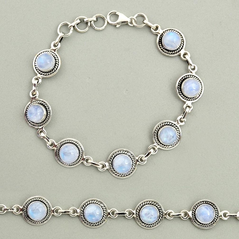 925 sterling silver 20.85cts natural rainbow moonstone tennis bracelet r25130