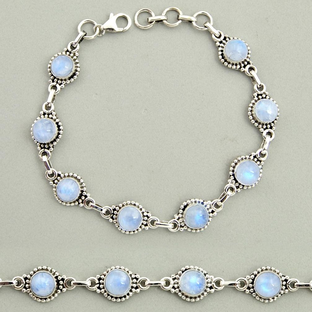 925 sterling silver 25.42cts natural rainbow moonstone tennis bracelet r25134