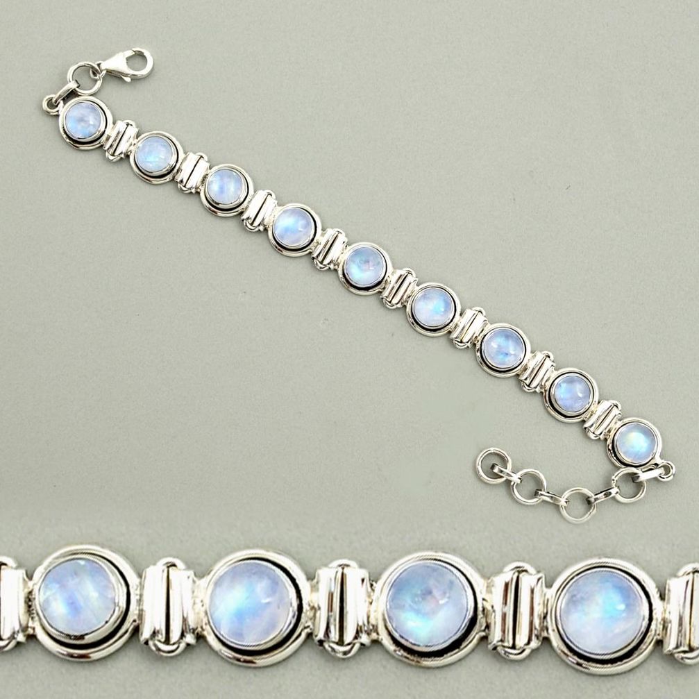 925 sterling silver 23.37cts natural rainbow moonstone tennis bracelet r25139