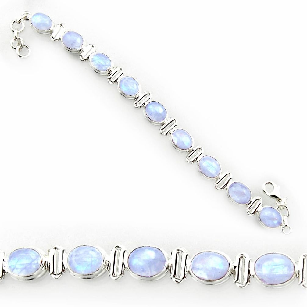 925 sterling silver 37.41cts natural rainbow moonstone tennis bracelet r27573
