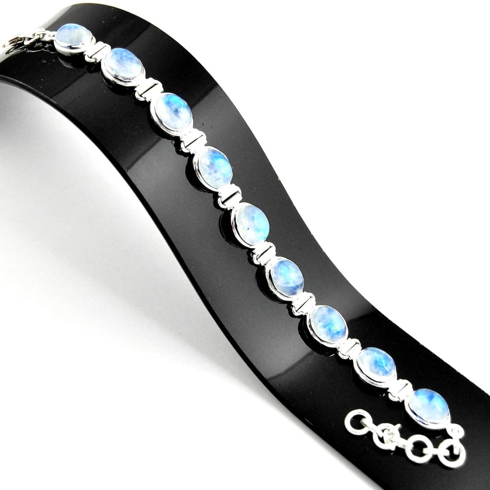 925 sterling silver 39.01cts natural rainbow moonstone tennis bracelet r38864