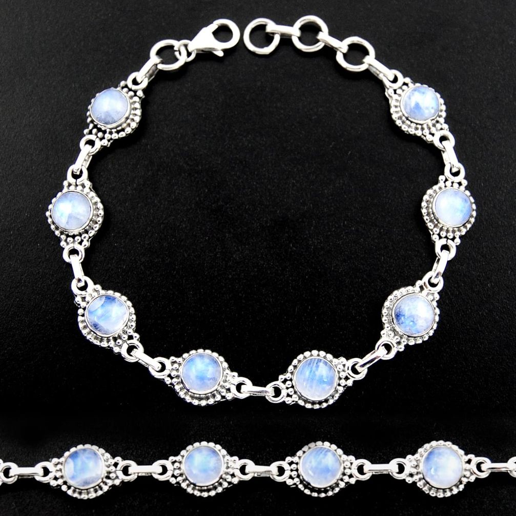 925 sterling silver 20.11cts natural rainbow moonstone tennis bracelet r40424