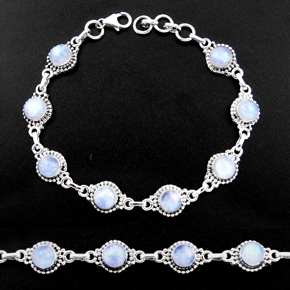 925 sterling silver 20.66cts natural rainbow moonstone tennis bracelet r40448
