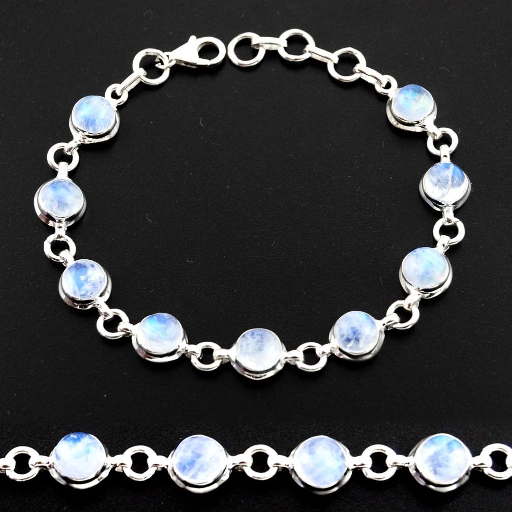 925 sterling silver 22.15cts natural rainbow moonstone tennis bracelet r41210