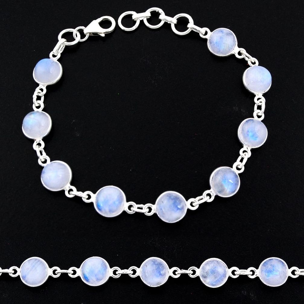 925 sterling silver 25.28cts natural rainbow moonstone tennis bracelet r55079