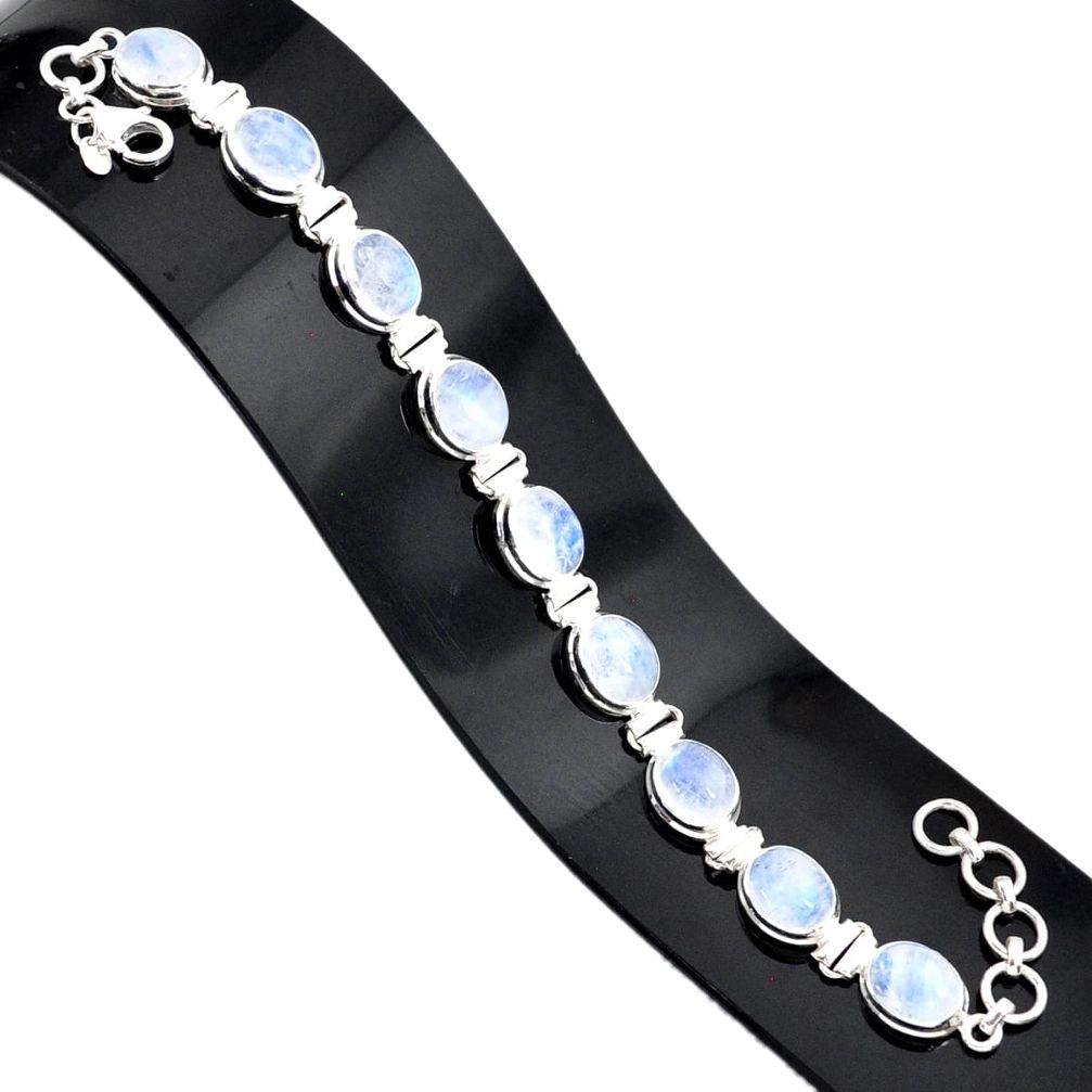 925 sterling silver 37.49cts natural rainbow moonstone tennis bracelet r84339