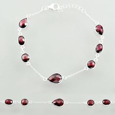 925 sterling silver 15.60cts natural red garnet pear bracelet jewelry u23628