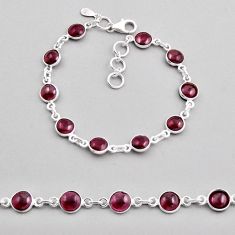 925 sterling silver 17.42cts natural red garnet round tennis bracelet n24639