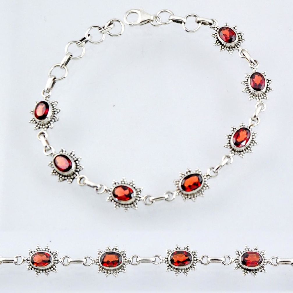 925 sterling silver 9.92cts natural red garnet tennis bracelet jewelry r55020