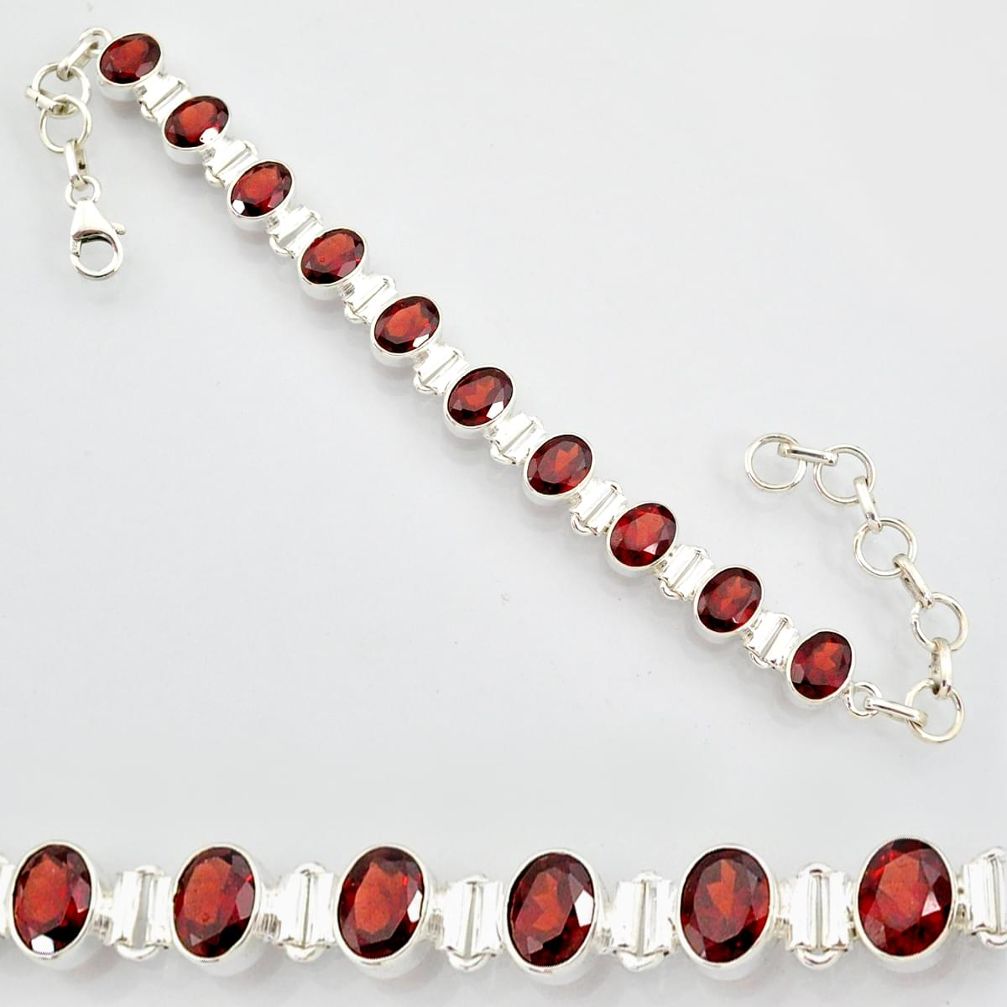 925 sterling silver 20.23cts natural red garnet tennis bracelet jewelry r87098