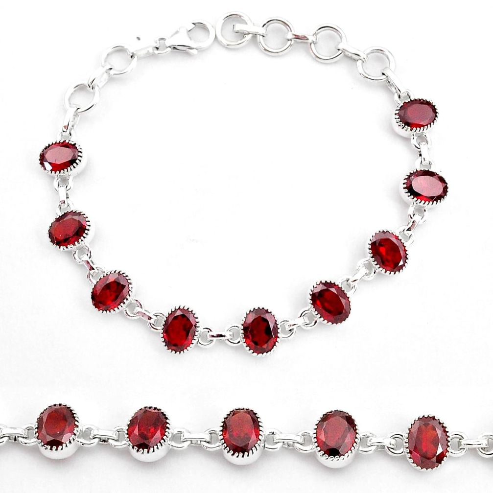 925 sterling silver 19.62cts natural red garnet tennis bracelet jewelry t4584