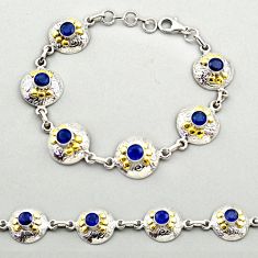 925 sterling silver 5.49cts natural sapphire 14k gold tennis bracelet t72230