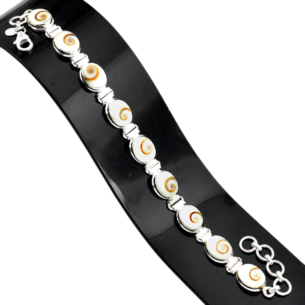 925 sterling silver 34.21cts natural white shiva eye tennis bracelet r84356