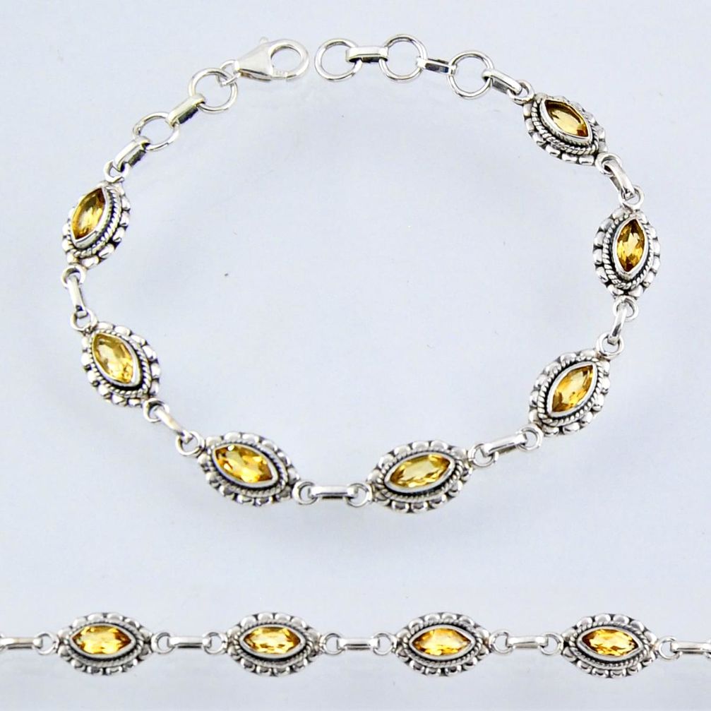 925 sterling silver 7.91cts natural yellow citrine tennis bracelet r55004