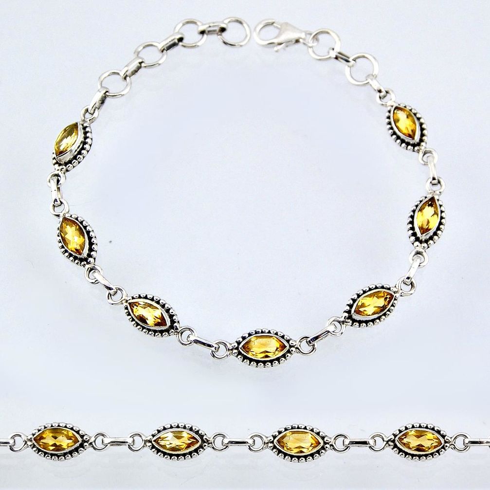 925 sterling silver 8.55cts natural yellow citrine tennis bracelet r55024