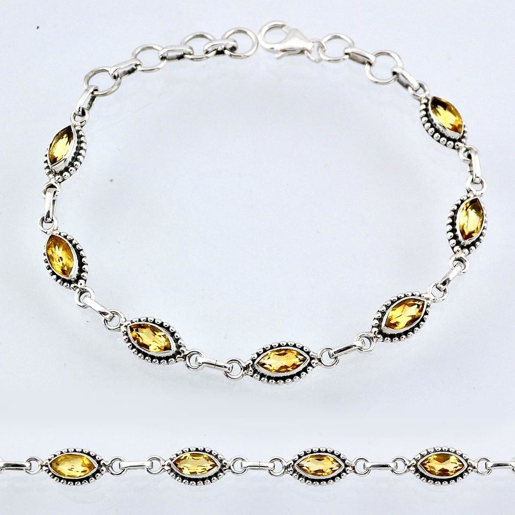 925 sterling silver 8.78cts natural yellow citrine tennis bracelet r55050