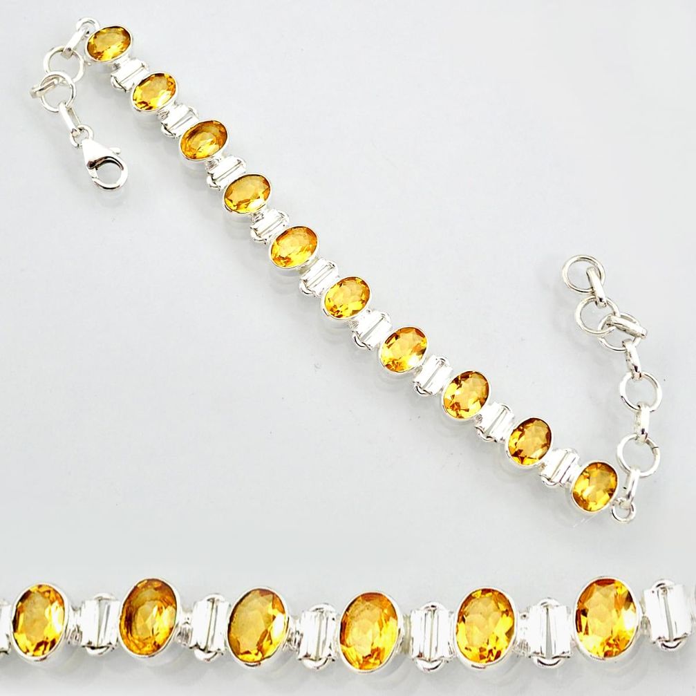 925 sterling silver 19.34cts natural yellow citrine tennis bracelet r87090