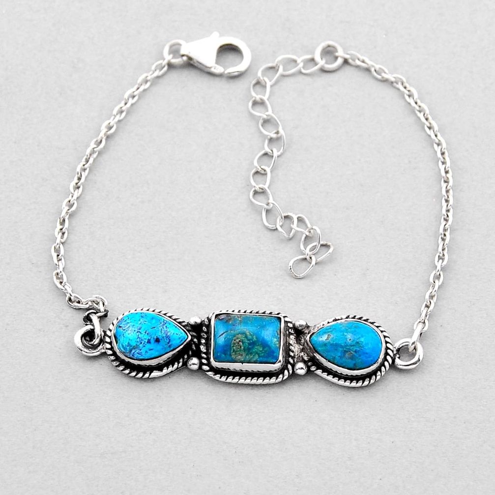 925 sterling silver 8.42cts tennis blue arizona mohave turquoise bracelet n49122