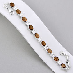925 sterling silver 19.86cts tennis brown smoky topaz bracelet jewelry n34312