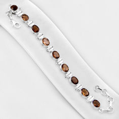 925 sterling silver 19.77cts tennis brown smoky topaz bracelet jewelry n37914