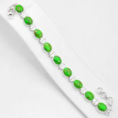 925 sterling silver 34.01cts tennis green copper turquoise bracelet d50298