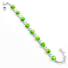 925 sterling silver 40.14cts tennis green copper turquoise bracelet u22640