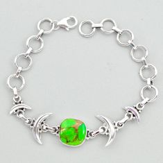 925 sterling silver 6.66cts tennis green copper turquoise moon bracelet t38852