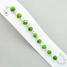925 sterling silver 38.04cts tennis green copper turquoise round bracelet u24906