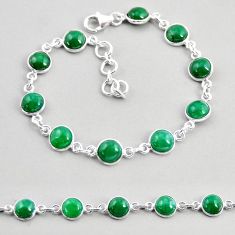 925 sterling silver 19.18cts tennis green jade round bracelet jewelry y57068