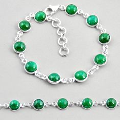 925 sterling silver 18.98cts tennis green jade round bracelet jewelry y57074